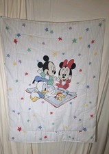 Vintage 1984 Dundee Disney Baby Mickey Minnie Pluto Crib Quilt Comforter Blanket picture