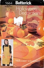 1990's Butterick Halloween Decorations Apron,Cat,Door Hanging Pattern 5664 UNCUT picture