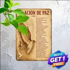 The Lords Prayer Spanish Scripture Sign Devotional Christian Metal Tin Plaque picture