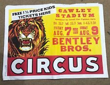 1952 Bentley Bros. Circus Tiger Cawley Stadium Massachusetts Silk Screen Poster picture