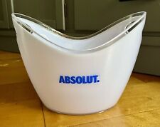Absolut Vodka Thick Acrylic White Bottle Service Ice Bucket w/ Handles BRAND NEW picture