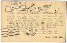 1940 WWII Judaica Postal Card US to Berlin Dismissed German Jewish Judge picture