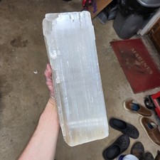 Large High Quality, Raw, Natural Unique Selenite Pillar Log 12in Tall 11lbs 14oz picture
