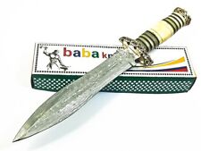 BEAUTIFUL CUSTOM HAND MADE DAMASCUS STEEL HUNTING DAGGER KNIFE HANDLE BONE picture