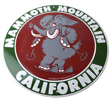 Vintage Mammoth Mountain Sign - California Ski Park Gas Pump Porcelain Sign picture