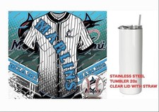 MARLINS - JERSEY - Tumbler 20 oz Cup Mug Stainless Travel Straw Lid picture