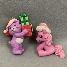 Vintage Care Bears Share Bear & My Little Pony Pinkie Pie Christmas Ornament Lot picture