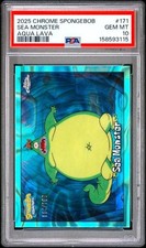 2025 Topps Chrome Spongebob Sea Monster Aqua Lava Refractor /199 PSA 10 picture