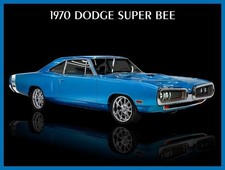 1970 Dodge Super Bee in Blue & White NEW Metal Sign: 9x12
