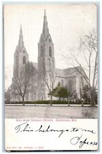 1912 Holy Name Catholic Church Dirt Road Sheboygan Wisconsin WI Antique Postcard picture