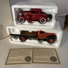 National Motor Museum Mint Chevy 1941 Flatbed AJAX &1932 Roadster Fire Chief MIB picture