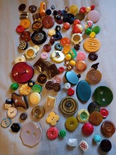 103 Pretty Multi Color Celluloid and Vintage Plastic Buttons. picture