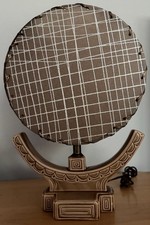 Vintage MCM Tan Ceramic Lamp Fiberglass Shade Mid Century Modern Lighting 1950s picture