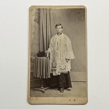 Antique CDV Photograph Handsome Young Priest Occupational Milwaukee WI picture