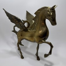 Vintage Mid Century Brass Pegasus Horse 11”Statue Figurine Heavy/Large Over 4lbs picture