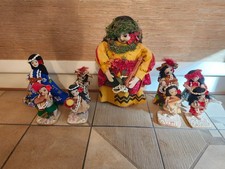 9 Vintage tapa (bark cloth) Hawaiian Hula dolls handmade in Hawaii By Lani Lei picture