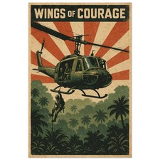 UH-1 Huey Helicopter Repro Poster of Courage Vietnam War Propaganda Mural picture