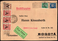 ✔️ 1927 GERMANY LUFTPOST DUE TAX RARE COVER HAMBURG TO BOGOTA picture