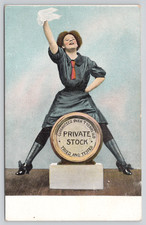 Postcard Private Stock Cotton Advertising Pretty Woman Waving Fabric picture