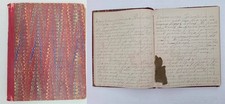 1889 antique handwritten DIARY s. duxbury ma travel excursion pressed leaves picture