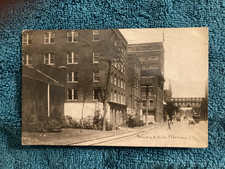 RPPC MOLINE Illinois Second Ave Antique Photo Autos Trolly People Posted 1913 picture