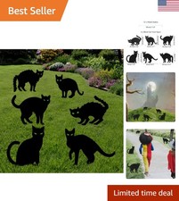Durable Outdoor Halloween Black Cat Signs – Glow in the Dark Eyes Included picture