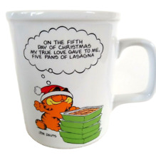 Garfield Coffee Mug 5th. Day of Christmas 5 Pans of Lasagna Vintage Enesco 1978. picture