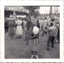 Vintage 1953 Springfield Fair Photo - Girl Eating Cotton Candy, Man in Uniform picture