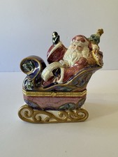 Avon 2002 Christmas Cheer Santa Sleigh Trinket Box Iridescent picture