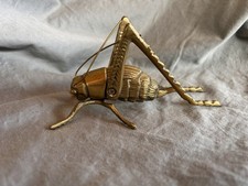 Vintage Solid Brass Hearth Cricket Grasshopper Figurine 4.5