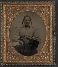 Sabria Clack 1860s Civil War Wife Holding Private W.R. Clack Photograph picture