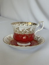 Vintage Royal Albert Regal Series Red & Gold Fine Bone China Teacup & Saucer Set picture