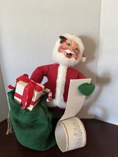 Vintage 1993 ANNALEE Doll Large 16” SANTA CLAUS w/ Toy Bag, Gift and Santa List picture