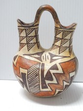 ANTIQUE ACOMA PUEBLO INDIAN POTTERY WEDDING POT - NICE OLD PATINA picture