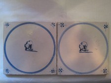 2 Antique Dutch Tiles African / Indian Elephant Tile 18th century   picture