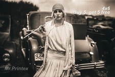 1920s Flapper Woman π Vintage Car - 4x6 Photo - Vintage Transportation picture
