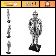 Medieval Knight Armor Statue - Silver Finish Figurine, Decorative Home Decor picture