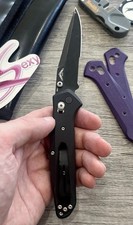 GENUINE Benchmade Osborne 943S Serrated, DISCONTINUED, Ti BLACK + PURPLE G10 picture