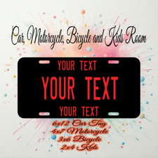 Personalized State License Plate Custom Black & Red 4 Sizes Available picture
