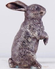 Antique FABERGE Silver Rabbit Figurine c1880's by Julius Rappoport 46mm c1880s picture