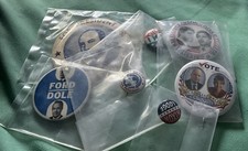 VTG Political Campaign Pins JFK,McCain,Clinton,Ike,Nixon,Stevenson,Ford picture