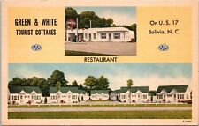 Green & White Tourist Cottages, Bolivia, North Carolina- 1930s Linen Postcard picture