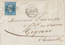 1864 FRANCE Folded Letter LODEVE to GIGNAC 20c Napoleon Stamp SOAP Maker Trade picture