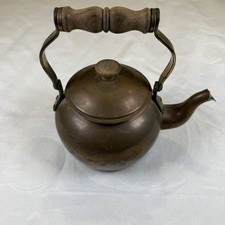 Vintage Tagus R50 Copper Tea Kettle Portugal Wood Handle Rustic Patina picture