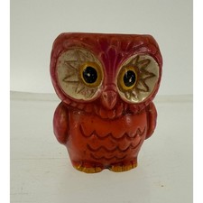 Vtg 1970s Ceramic Owl Candle Orange Red Boho Retro Kitsch Woodland Decor HIppie picture