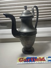 Antique Circa 1830 Pewter Pitcher Handmade And Signed Also Has Hand Made Design picture