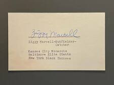 Ziggy Marcell Autographed Index Card Negro Leagues Kansas City Monarchs *Rare picture
