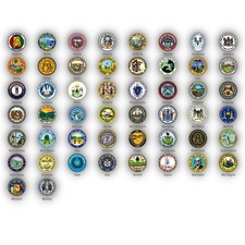 50 USA State Seals Round Vinyl Sticker Set picture