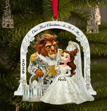 Personalized Beauty And The Beast Couple’s First   2D Acrylic Ornament picture