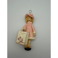 Vintage Mary Kay Girl Figurine Ornament Pink Coat Shopping Bag Collectible picture
